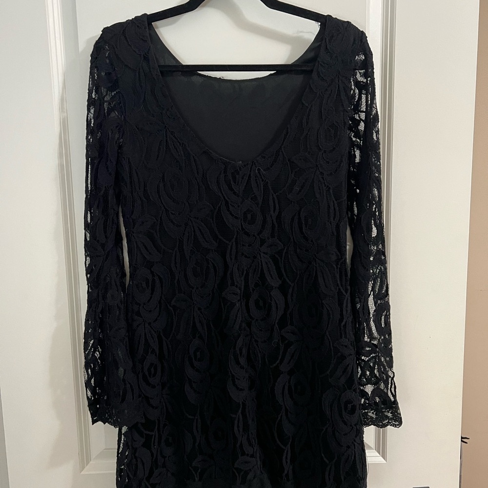 Black Long Sleeve Lace Dress - NYE, Nee Years, Wedding, little black dress - Picture 4 of 8